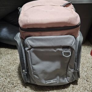 Pink and Gray Banana Fish Baby Diaper Backpack.